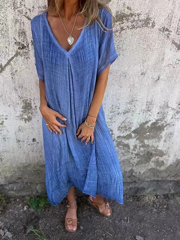 Relaxed V Neck Midi Cocktail Dress – Aki Clothing