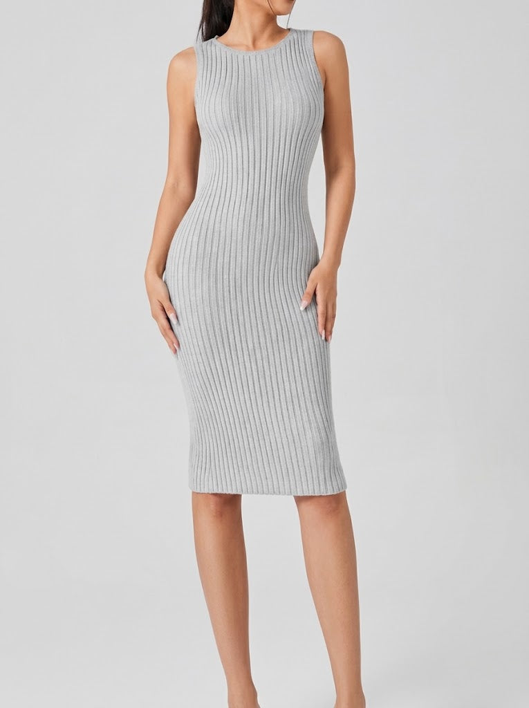 Women's Ribbed Midi Skirt Co-Ord Set with Cropped Top