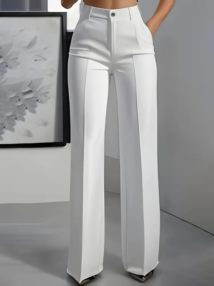Women's High Waist Wide Leg Trousers with Front Pleats
