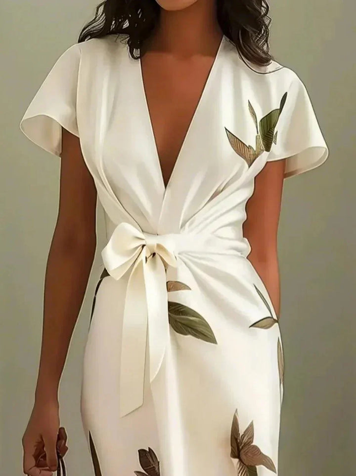 Women's Floral Maxi Wrap Dress with Tie Waist