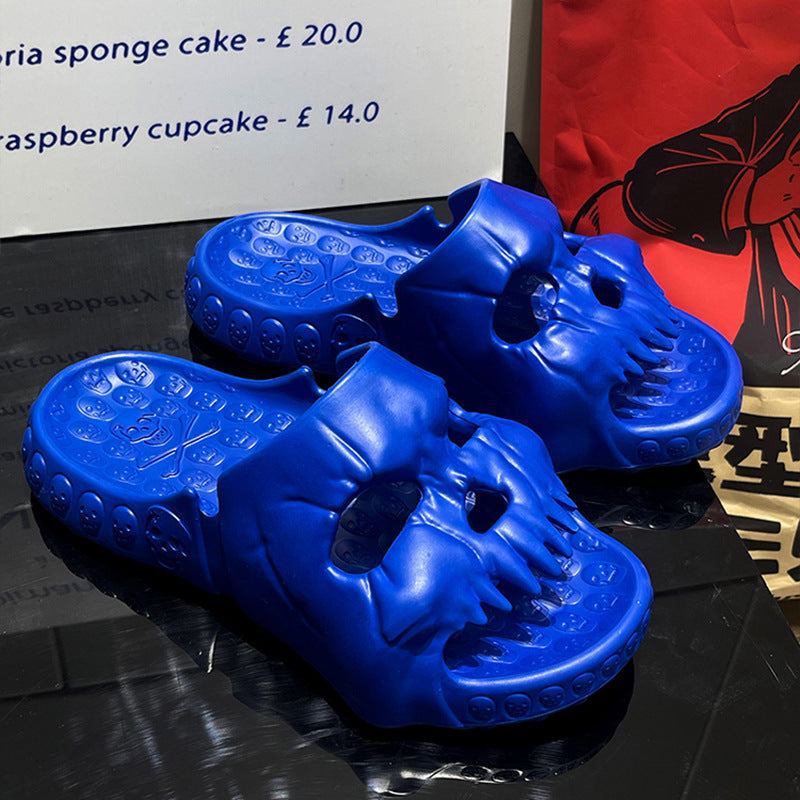 Women's Skull Face Halloween Slippers with Novelty Design