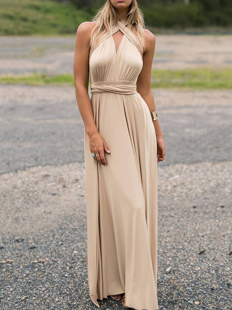 Hannah | Sleeveless Wrap Waist Evening Maxi Dress