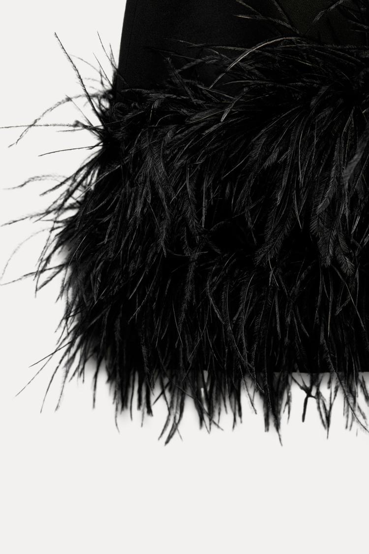 Isla | Feather Trim Bodycon Mini Dress