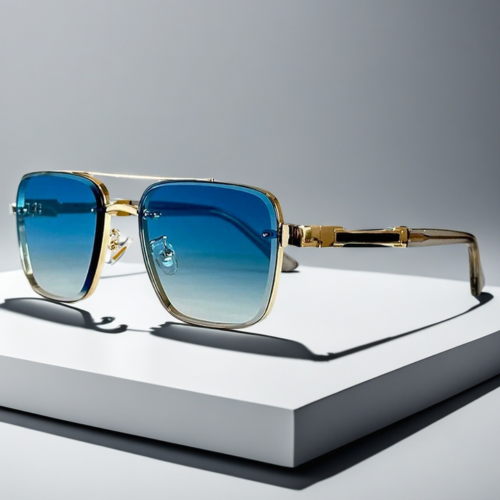Square Metal Frame Sunglasses with Gradient Lenses