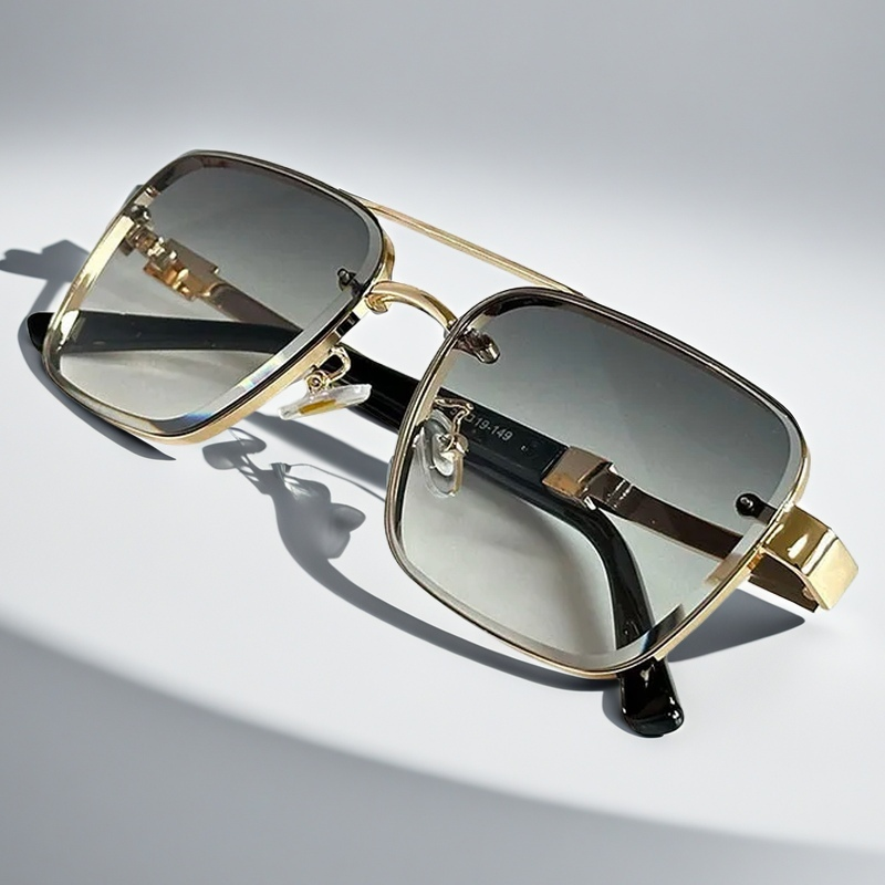 Square Metal Frame Sunglasses with Gradient Lenses
