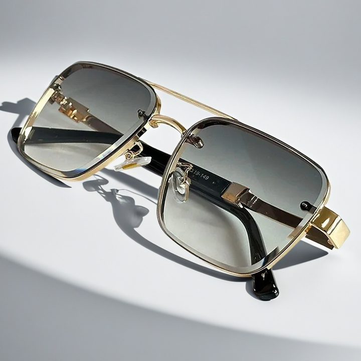 Square Metal Frame Sunglasses with Gradient Lenses