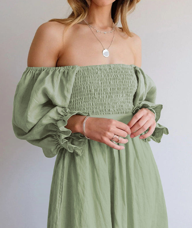 Vivienne | Smocked Square Neck Maxi Dress
