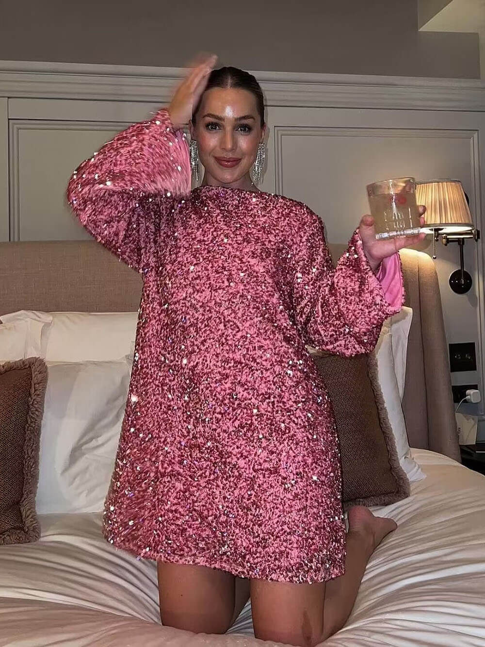 Elodie | Textured Long Sleeve Mini Dress