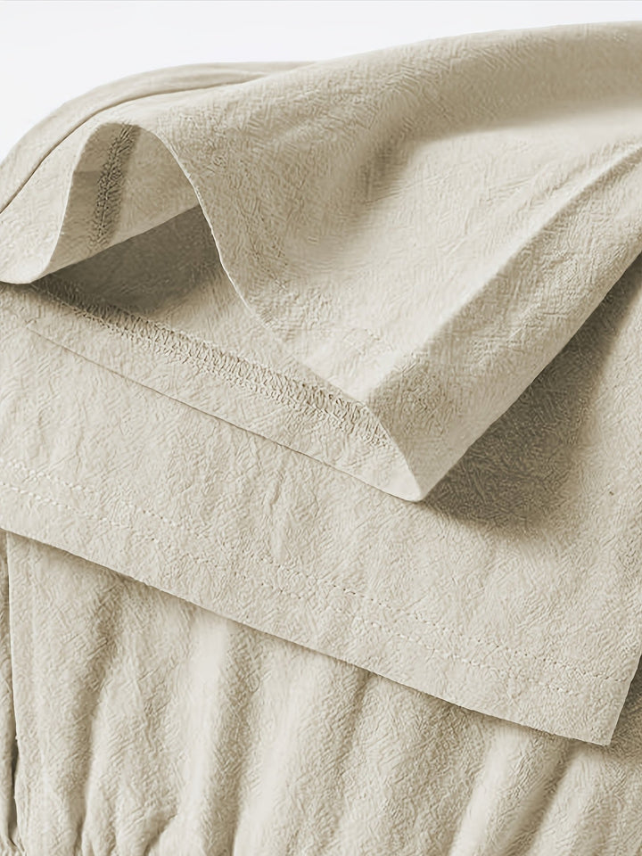 Men's Crinkled Linen Wide-Leg Drawstring Pants