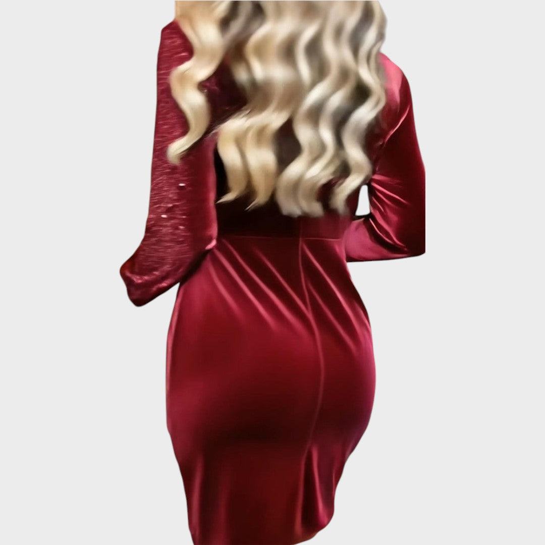 Vivienne | Sequin Velvet Wrap Cocktail Dress