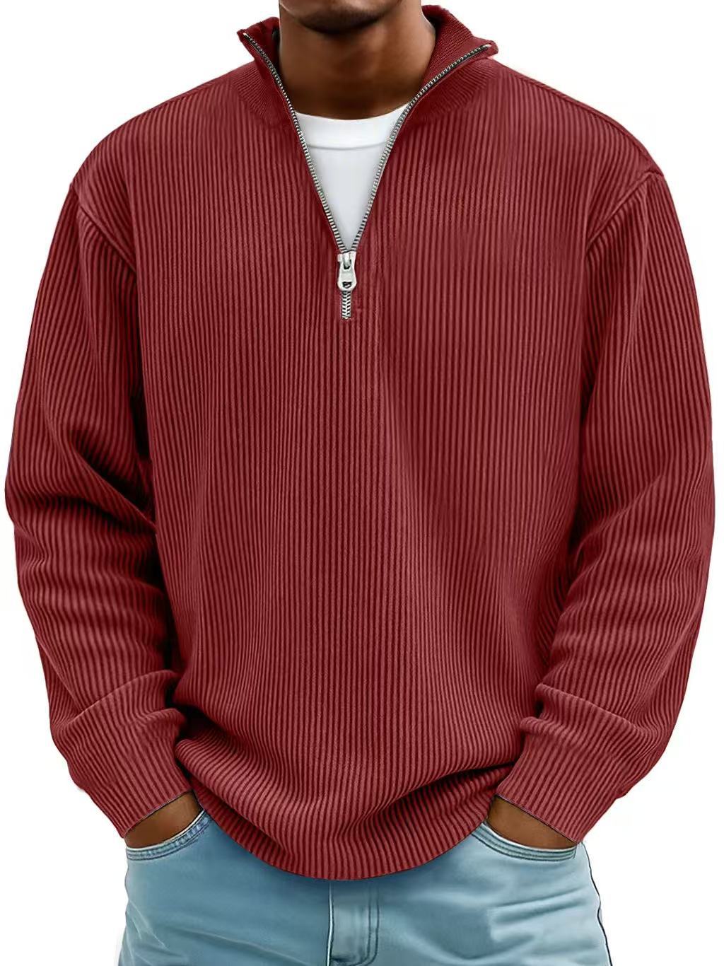 Men's Ribbed Quarter Zip Sweatshirt