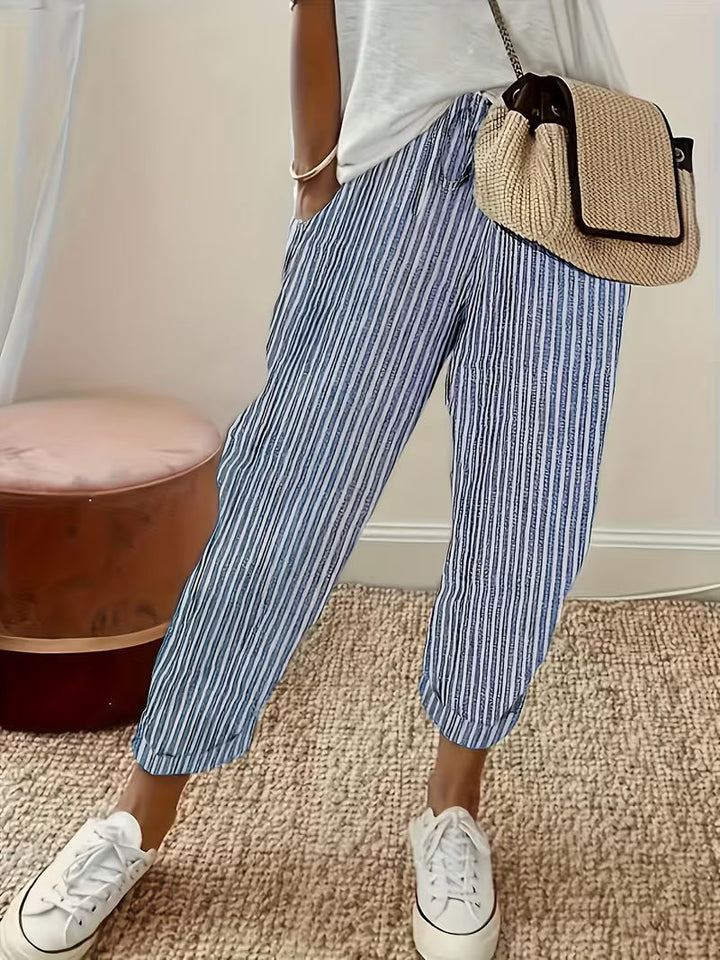 Elara | Relaxed Striped Cropped Pants