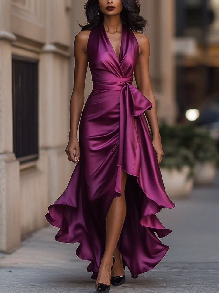Arabella | Satin Halter Neck Occasion Maxi Dress