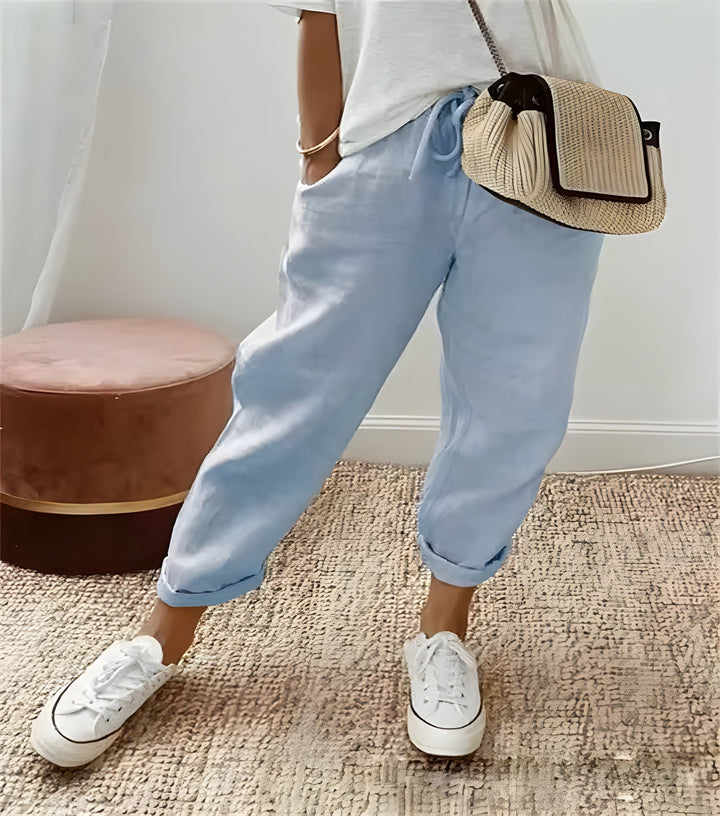Elara | Relaxed Drawstring Linen Pants