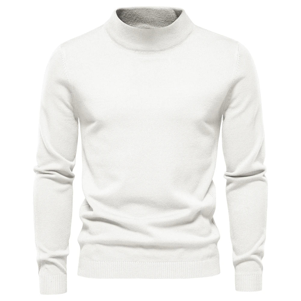 Men's Slim Fit Knit Roll Neck Jumper with Ribbed Cuffs