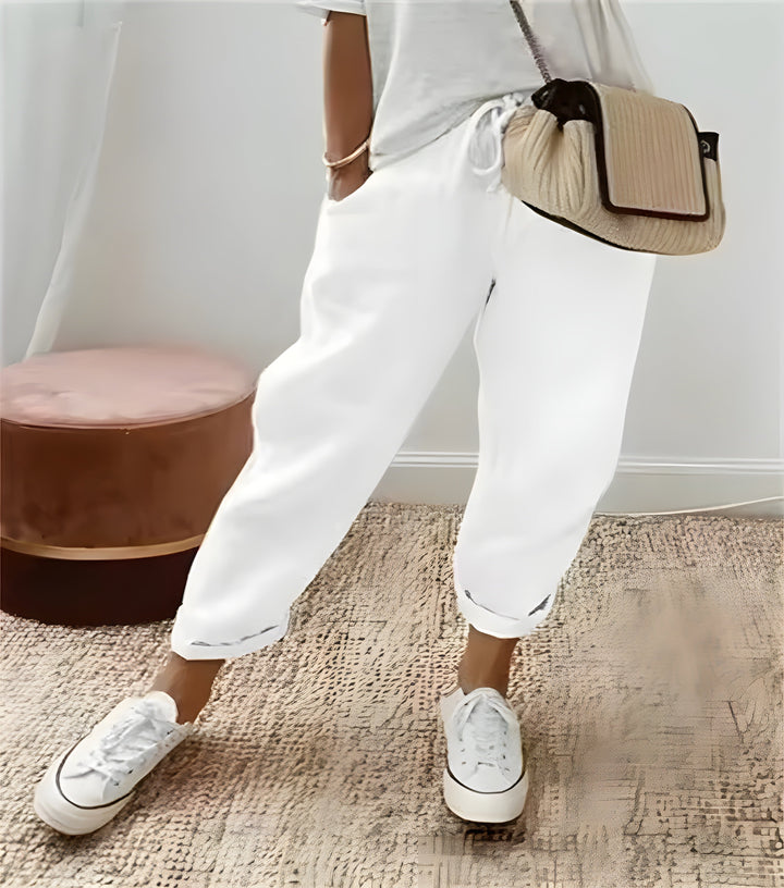 Elara | Relaxed Drawstring Linen Pants