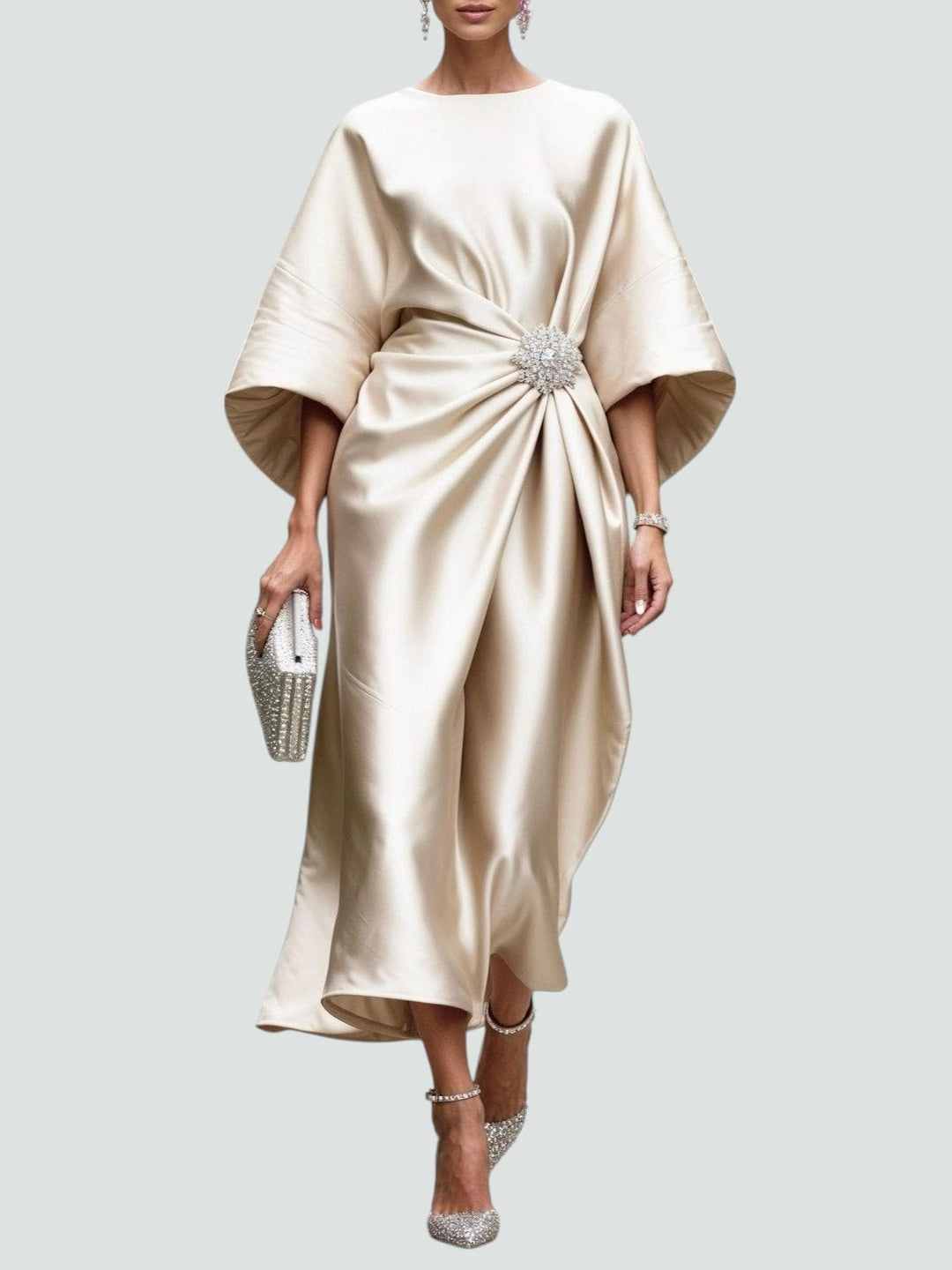 Isadora | Elegant Satin A Line Midi Dress