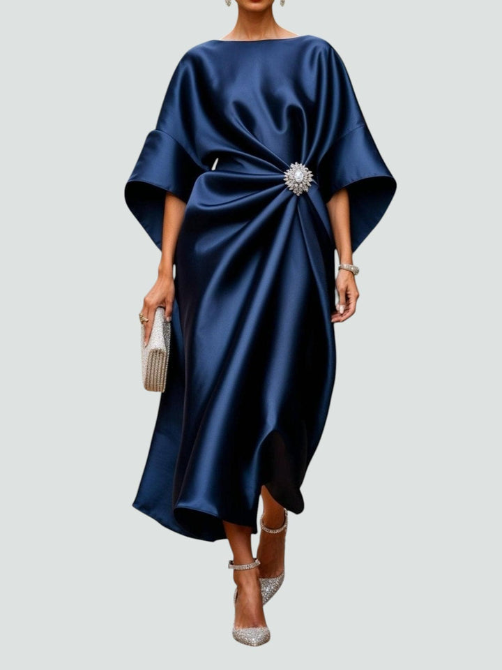 Isadora | Elegant Satin A Line Midi Dress