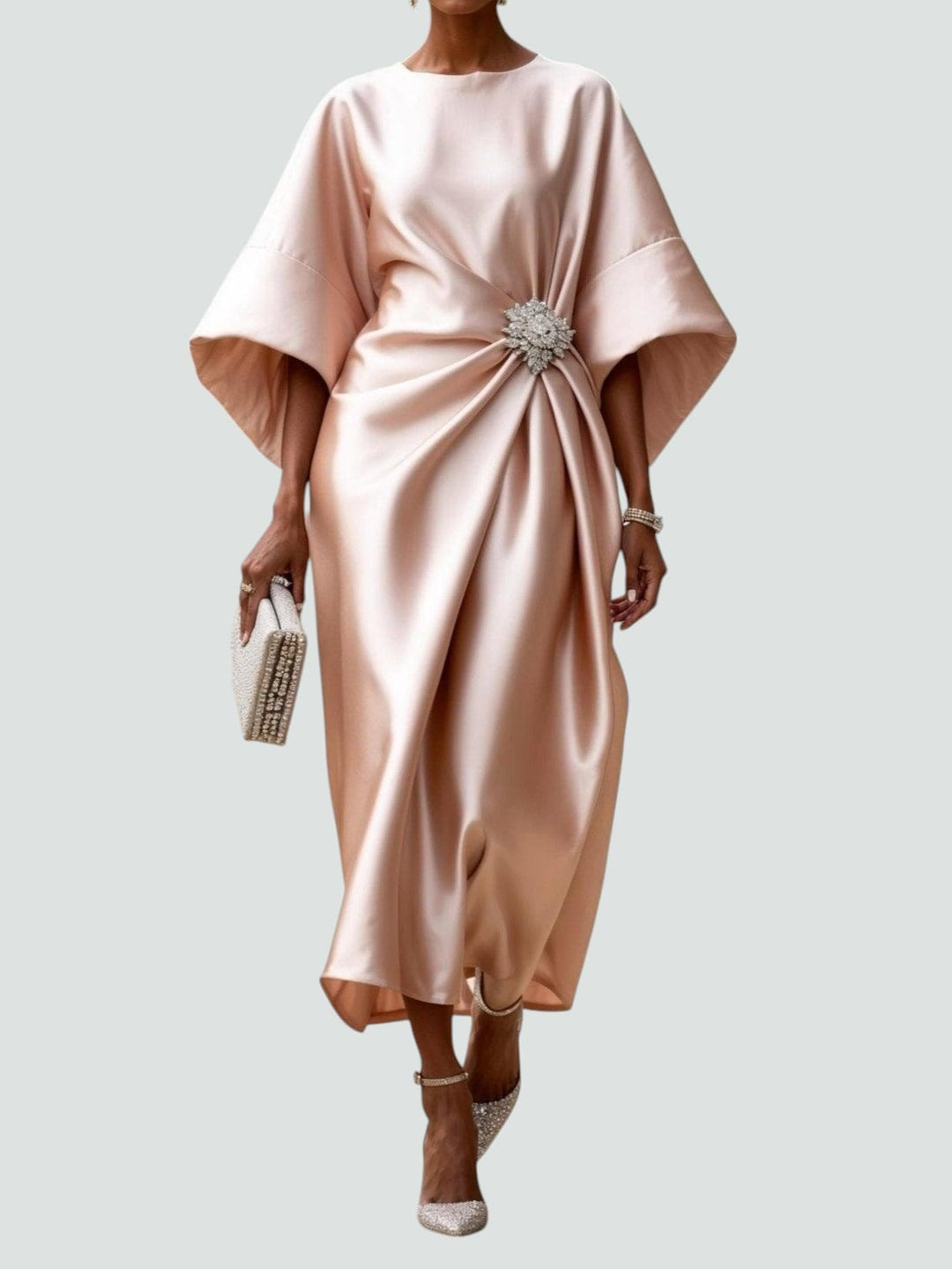 Isadora | Elegant Satin A Line Midi Dress