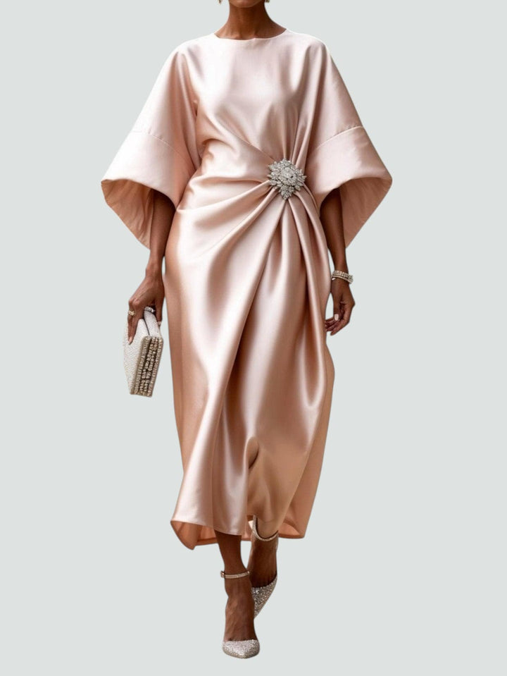 Isadora | Elegant Satin A Line Midi Dress