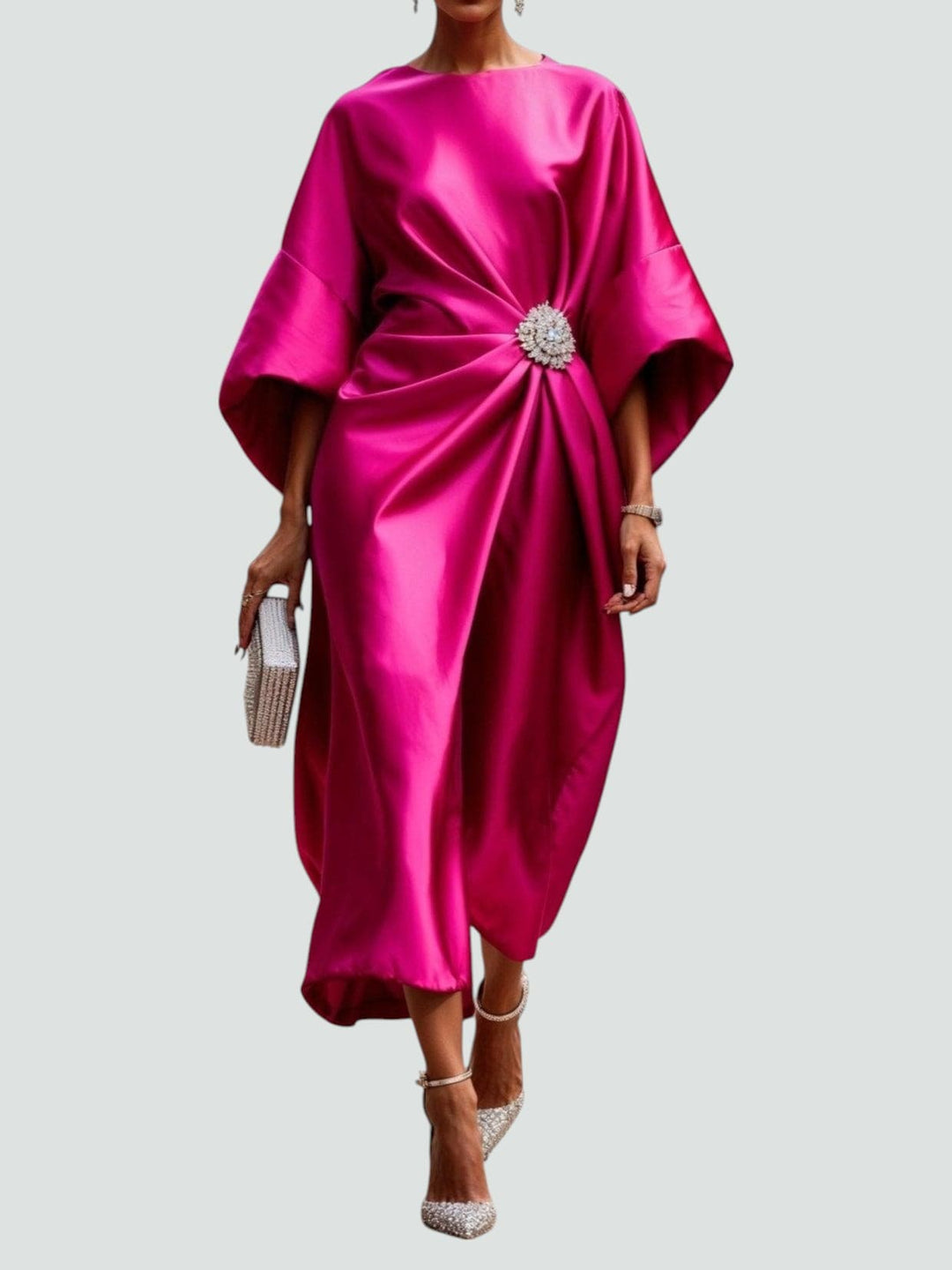 Isadora | Elegant Satin A Line Midi Dress
