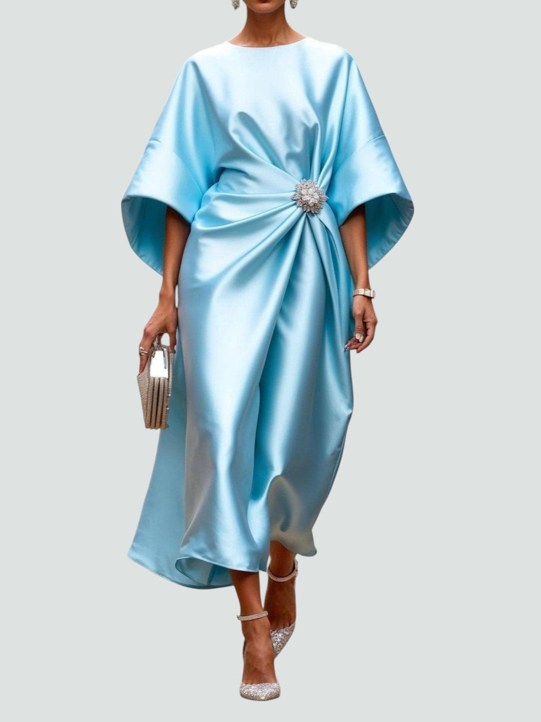 Isadora | Elegant Satin A Line Midi Dress