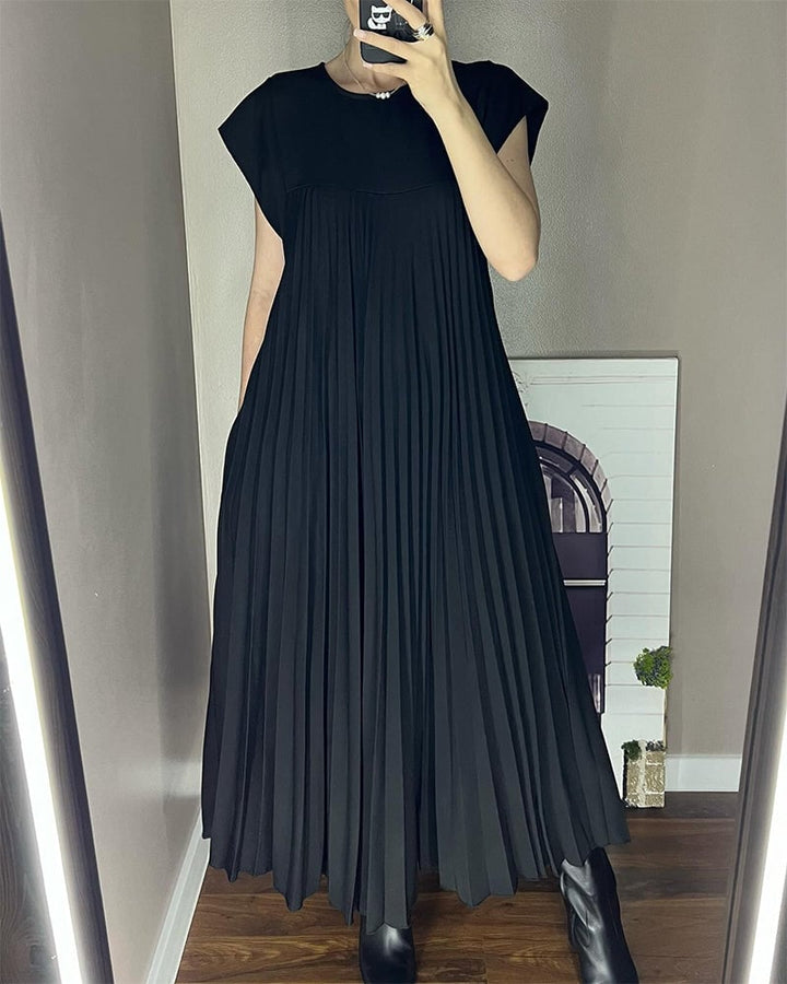 Sophia | Pleated Cap Sleeve Maxi Dress
