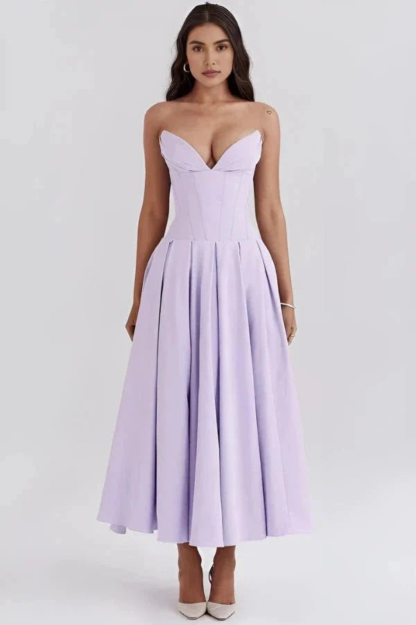 Strapless Corset Midi Dress for Women