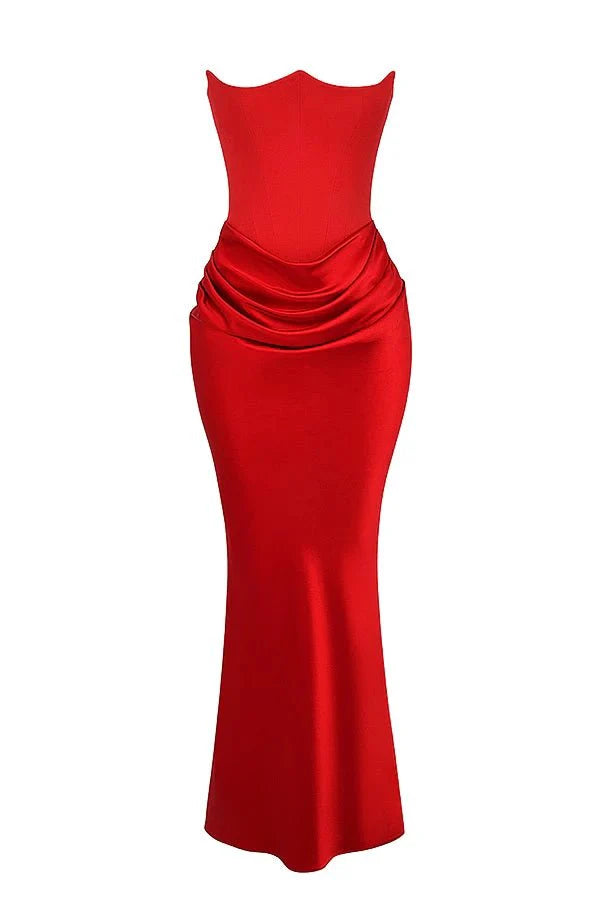 Ruched Strapless Maxi Dress for Women