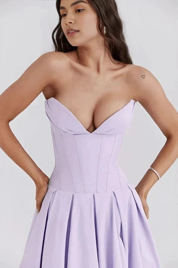 Strapless Corset Midi Dress for Women