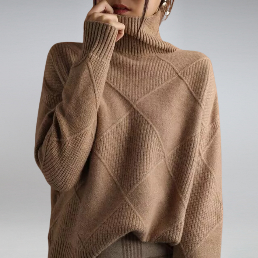 Textured Turtleneck Knit Jumper