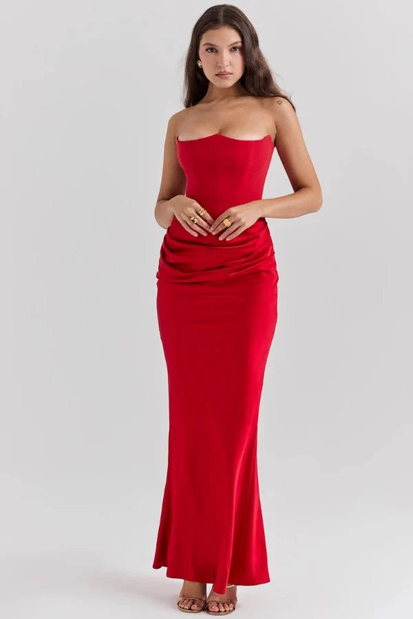 Ruched Strapless Maxi Dress for Women