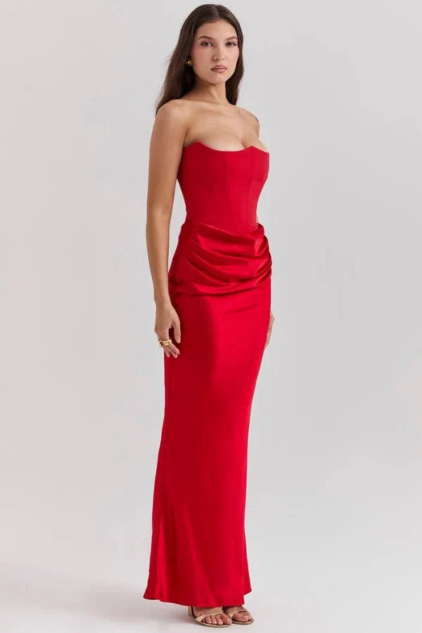 Ruched Strapless Maxi Dress for Women