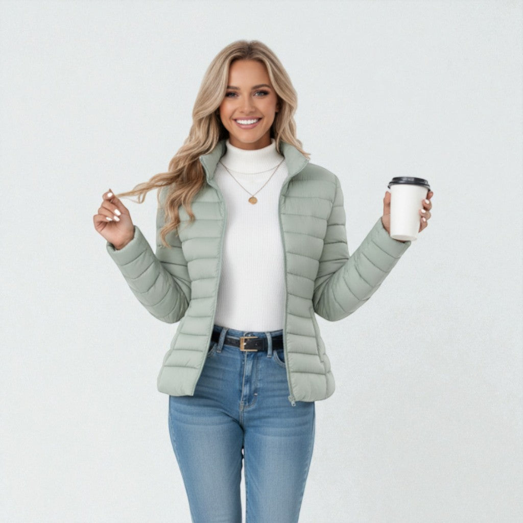 Quilted Zip Puffer Jacket for Women
