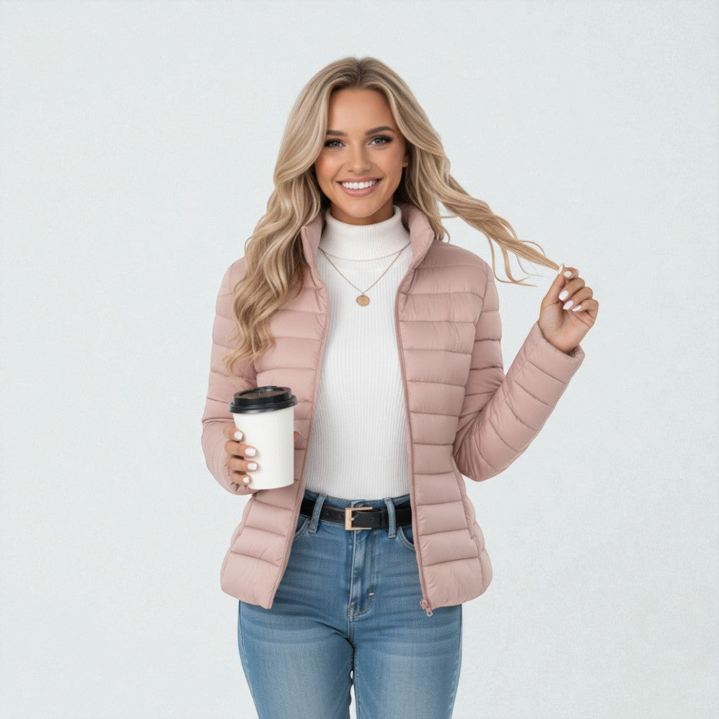 Quilted Zip Puffer Jacket for Women
