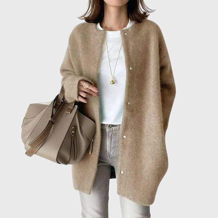 Delilah | Soft Round Neck Longline Knit Cardigan