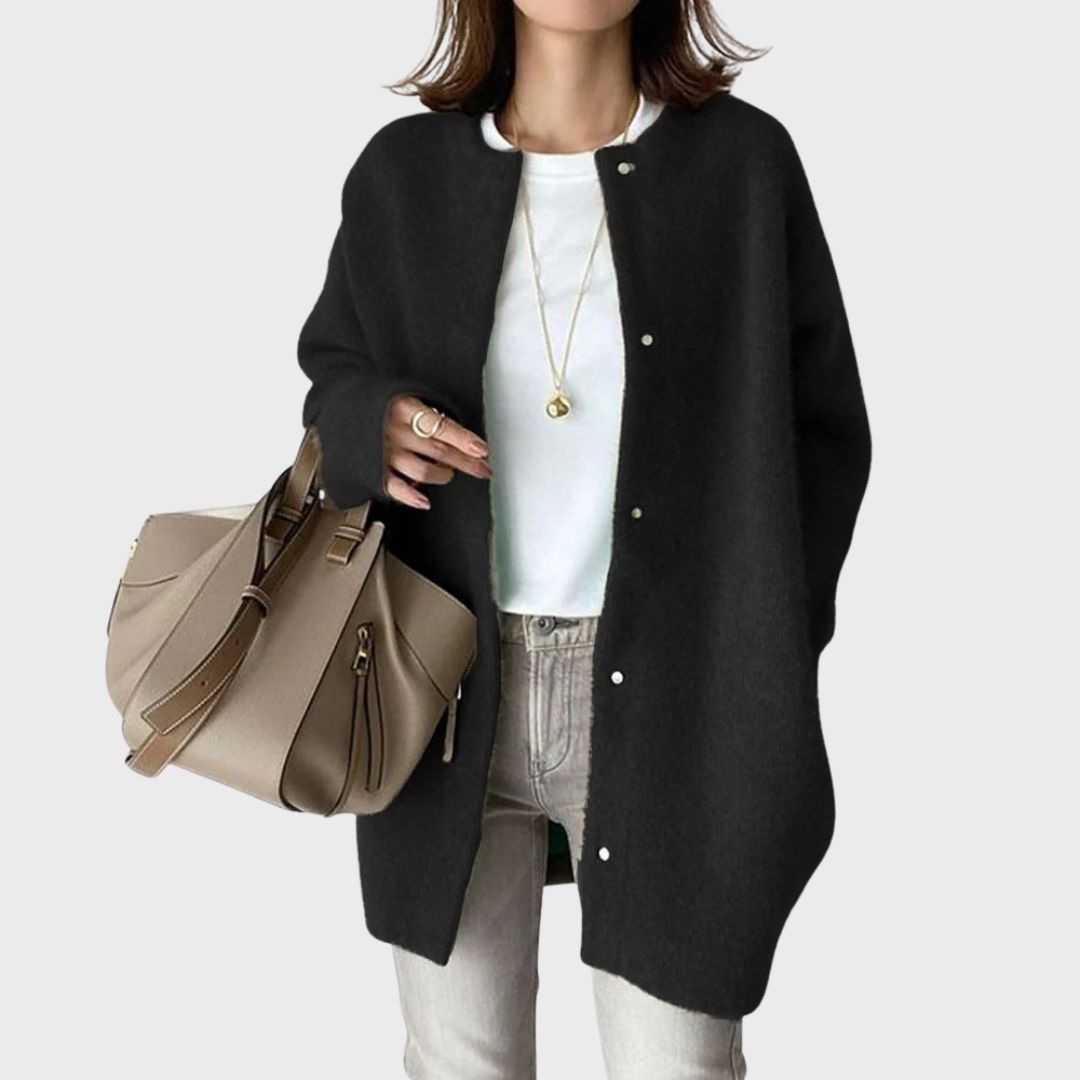 Delilah | Soft Round Neck Longline Knit Cardigan