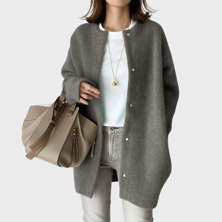 Delilah | Soft Round Neck Longline Knit Cardigan