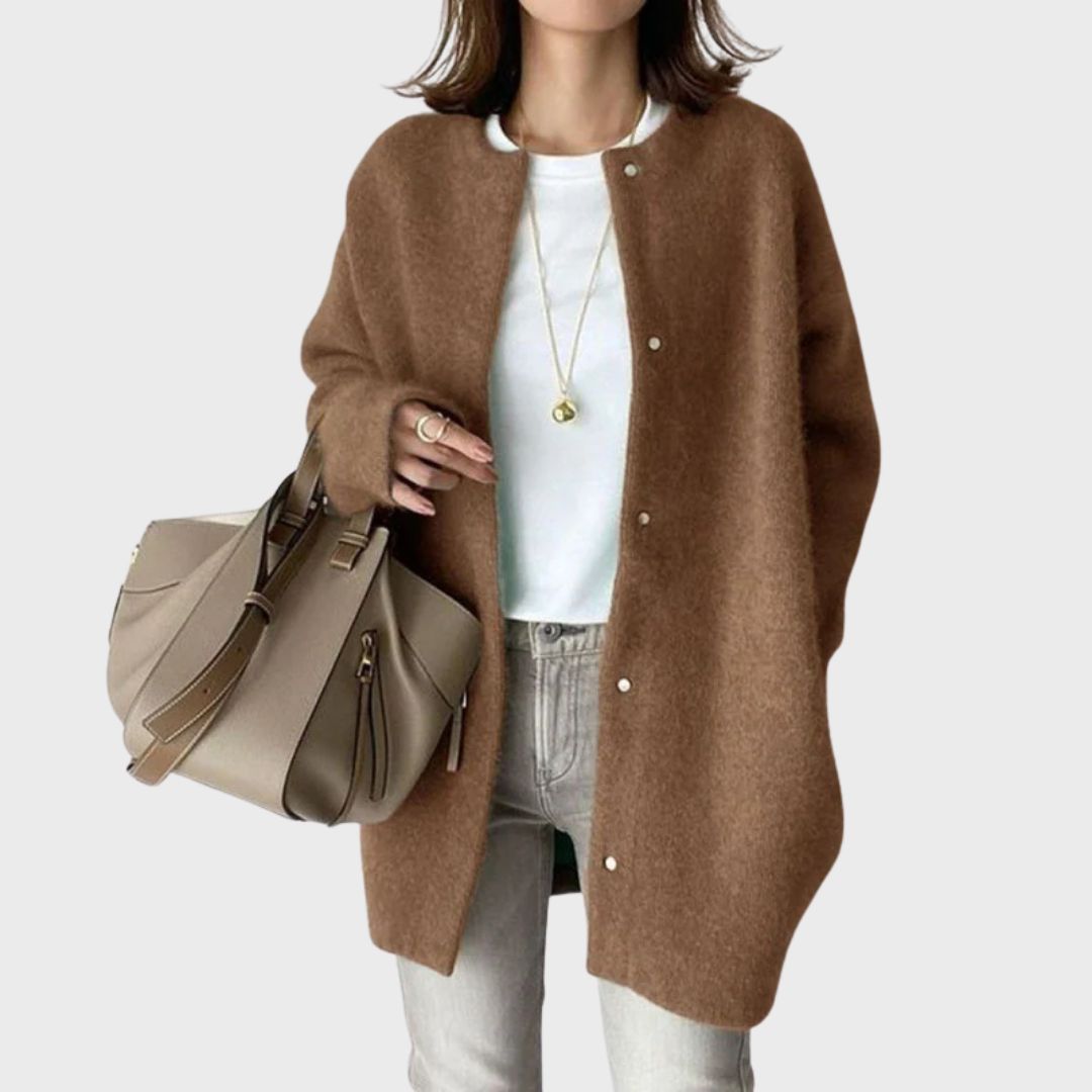 Delilah | Soft Round Neck Longline Knit Cardigan