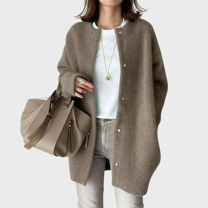 Delilah | Soft Round Neck Longline Knit Cardigan