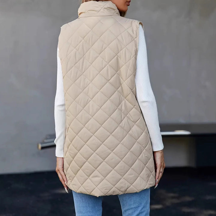 Women's Quilted Longline Gilet with Funnel Neck