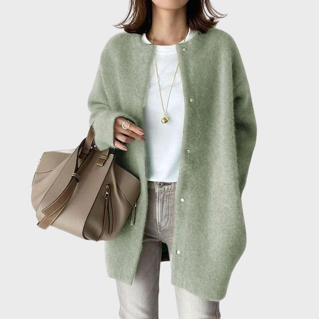 Delilah | Soft Round Neck Longline Knit Cardigan