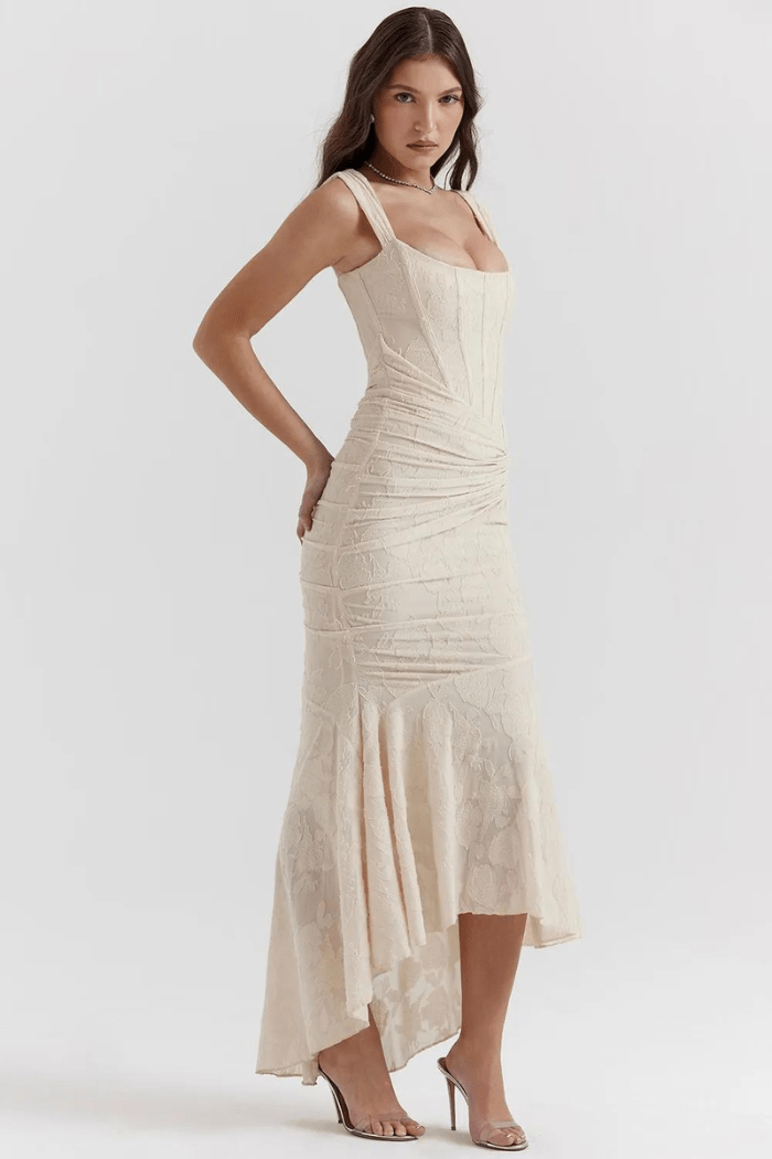 Floral Ruched Occasion Midi Dress