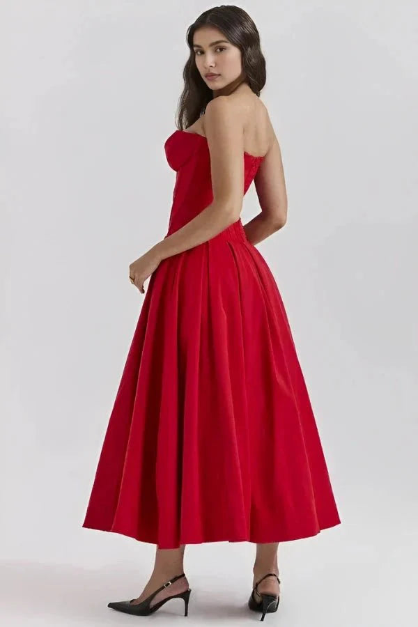 Strapless Corset Midi Dress for Women