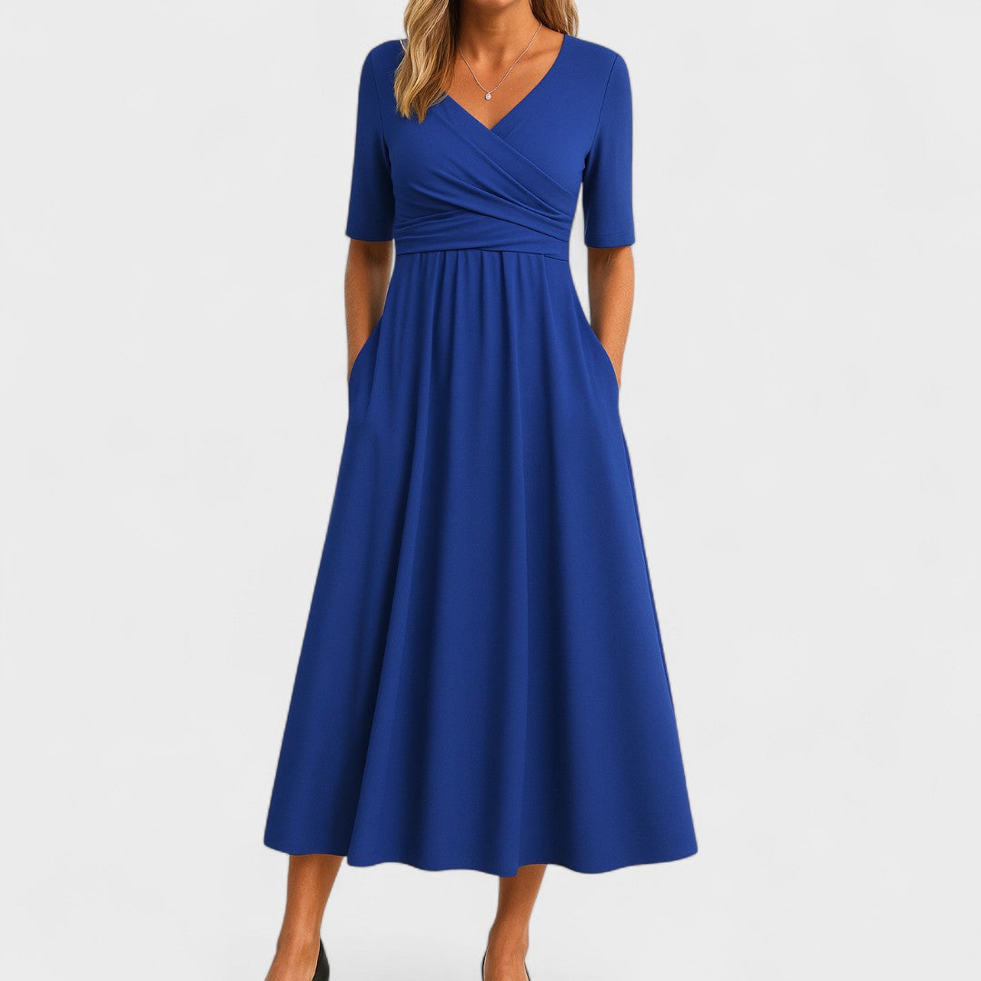 Women's Wrap Front Maxi Dress with Pockets