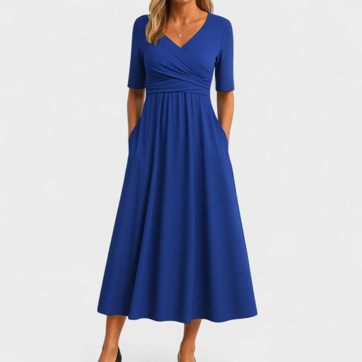 Women's Wrap Front Maxi Dress with Pockets
