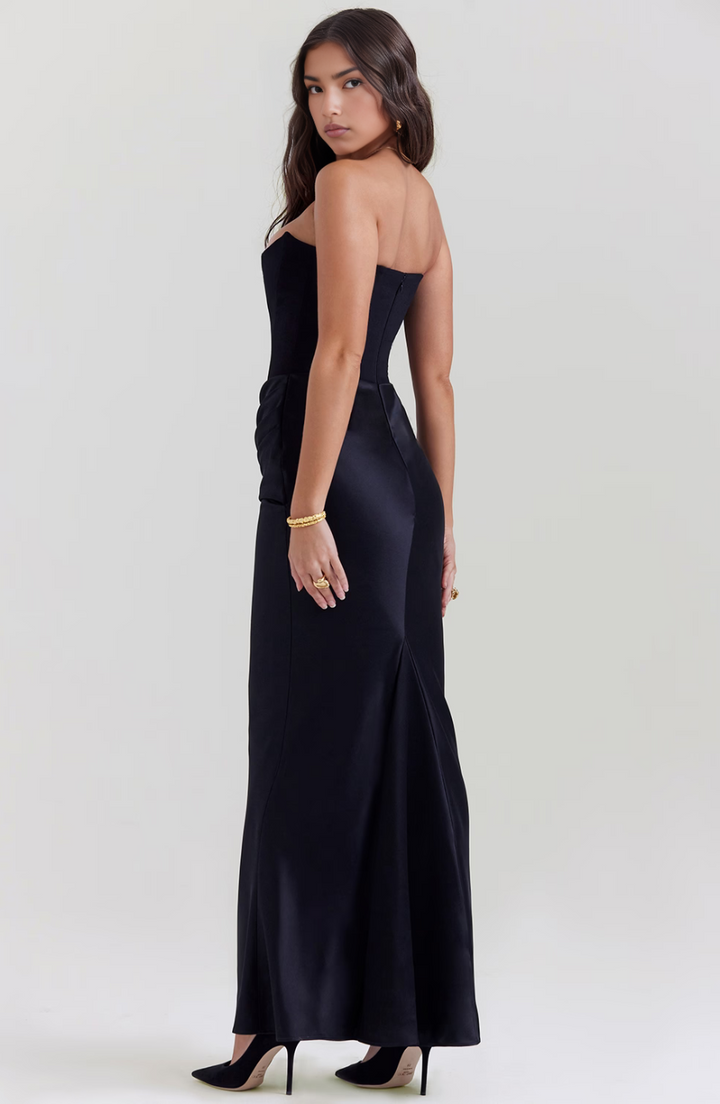 Isabella | Strapless Satin Evening Maxi Dress