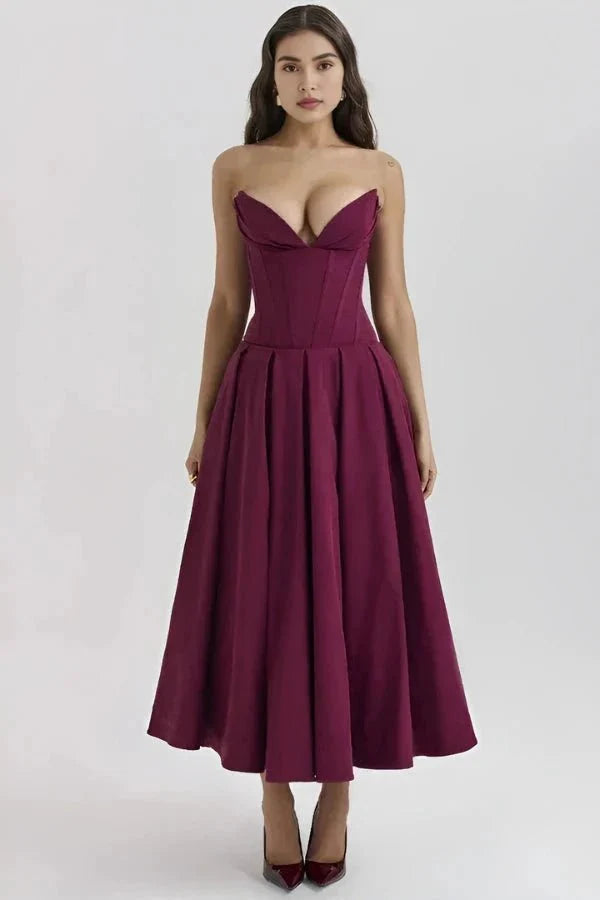 Strapless Corset Midi Dress for Women