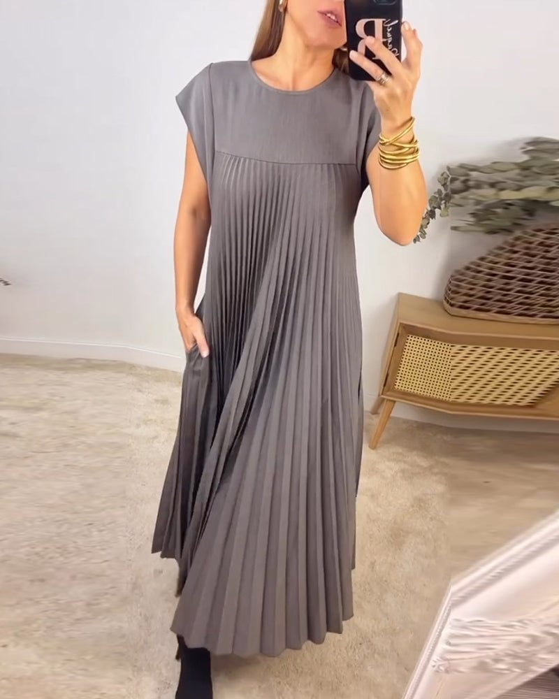 Sophia | Pleated Cap Sleeve Maxi Dress