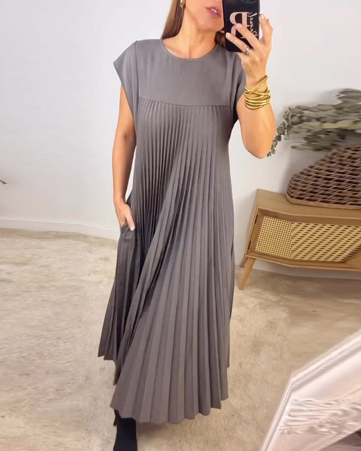 Sophia | Pleated Cap Sleeve Maxi Dress